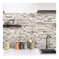 CREARREDA Panneau de Cuisine Antieclaboussures Autocollant Mural Facile a appliquer Motifs Pierres Beiges 190 x 60 cm 100 produit pour en Italie en PVC Ignifuge ainsi que resistant a l'Eau pour evier