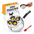 poches Eggssentials oeufs 4 tasses antiadhesives pour pocher les ?ufs poele a ?ufs en acier inoxydable certifiee FDA et finesse alimentaire PFOA possedant spatule gratuite