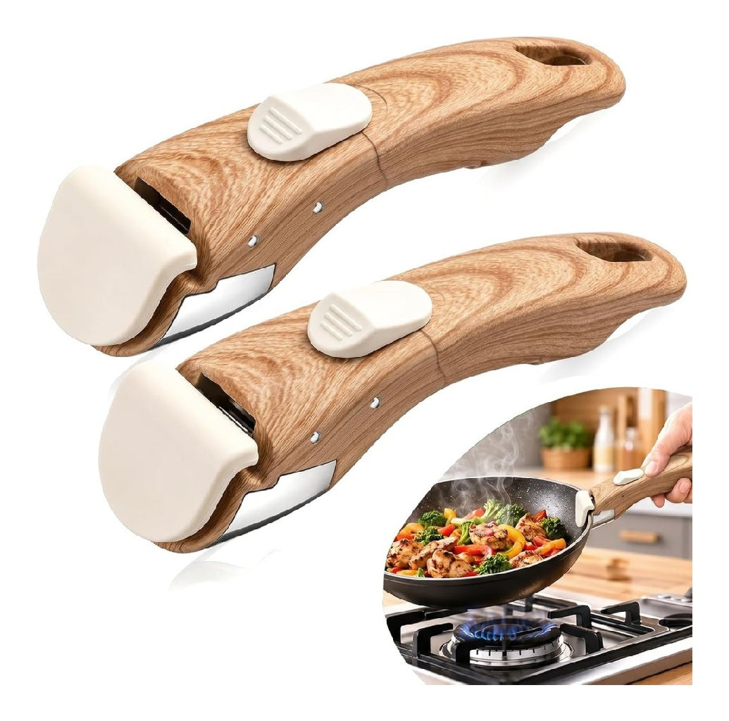 CasseroleAmovible Resistant Poignee a La Chaleur Et Antiderapant Universel Couleur BoisDeverrouillage Par Glissementpour CampingCaravanesla Plupart de Ustensiles du Cuisine 2 Pieces