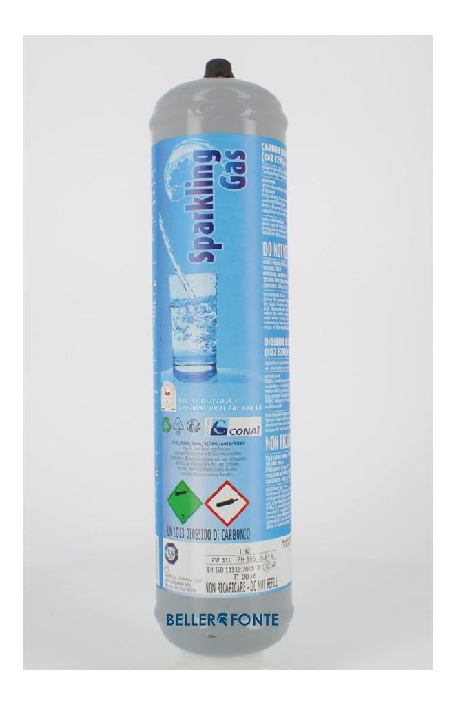 Bouteilles BELLEROFONTE de CO2 600 g E290 pour gazeuse d'eau petillante ¨C Culot M11 x 1 adaptable universel ¨C Lot economique 1 piece ¨C Fabrique en Italie