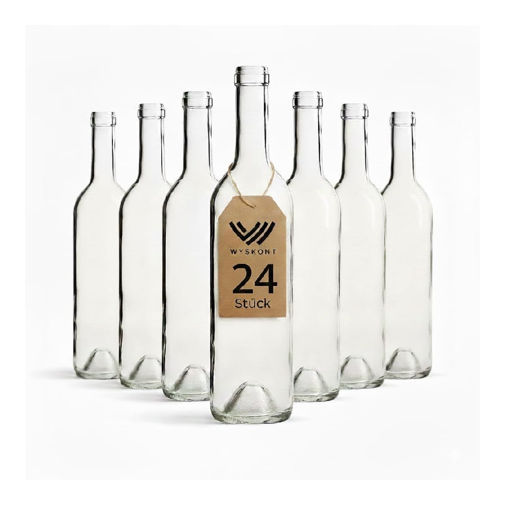750ml Bordeaux Bouteille 24 pieces Bouteilles de vin vide pour brasserie a une maison Boite de rangement pour boissons Decoration du service En verre transparent